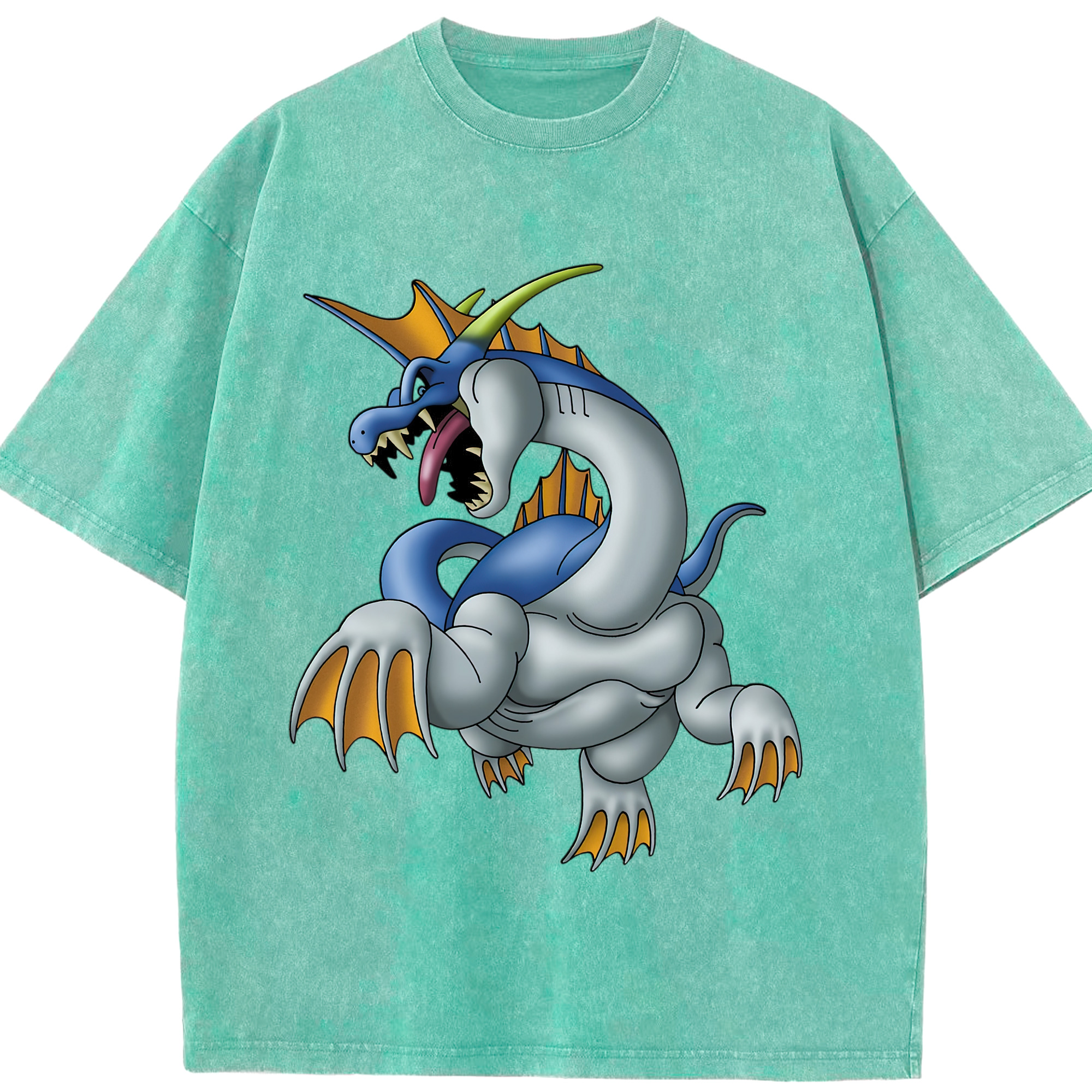 （画像用） ドラゴンクエスト Doragon Kuesuto Dragon Quest 綿100% ヴィンテージ風 半袖Tシャツ（フロントプリント）